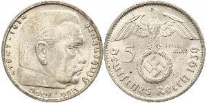 5 Reichsmark Nazi Germany (1933-1945) Silver Paul von Hindenburg