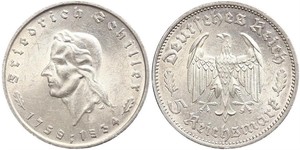 5 Reichsmark Nazi Germany (1933-1945) Silver Friedrich Schiller