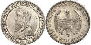 5 Reichsmark Weimar Republic (1918-1933) Silver Eberhard I, Count of Württemberg