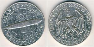 5 Reichsmark Веймарская республика (1918-1933) Серебро 