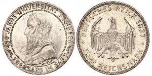 5 Reichsmark Веймарская республика (1918-1933) Серебро Эберхард I Светлый