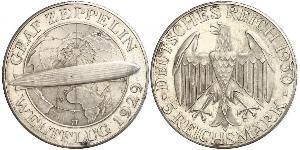 5 Reichsmark Веймарская республика (1918-1933) Серебро 