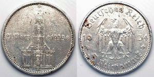 5 Reichsmark Третий рейх (1933-1945) Серебро 