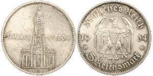 5 Reichsmark Третий рейх (1933-1945) Серебро 