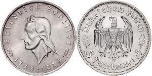5 Reichsmark Третий рейх (1933-1945) Серебро Шиллер, Фридрих