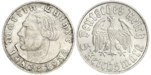 5 Reichsmark Третий рейх (1933-1945) Серебро Лютер, Мартин