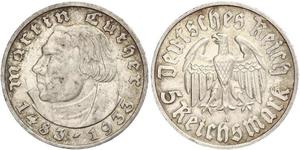 5 Reichsmark Третий рейх (1933-1945) Серебро Лютер, Мартин