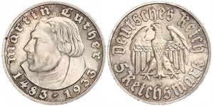 5 Reichsmark Третий рейх (1933-1945) Серебро Лютер, Мартин