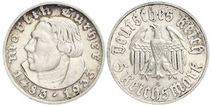 5 Reichsmark Третий рейх (1933-1945) Серебро Лютер, Мартин
