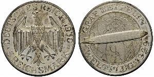 5 Reichsmark Веймарська республіка (1918-1933) Срібло 