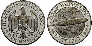 5 Reichsmark Веймарська республіка (1918-1933) Срібло 