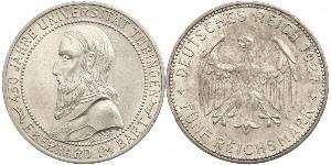 5 Reichsmark Веймарська республіка (1918-1933) Срібло Ебергард I (граф Вюртембергу)