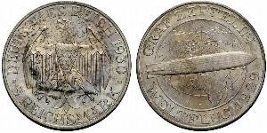 5 Reichsmark Веймарська республіка (1918-1933) Срібло 