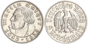 5 Reichsmark Третій рейх (1933-1945) Срібло Мартін Лютер