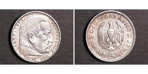 5 Reichsmark Третій рейх (1933-1945) Срібло Пауль фон Гінденбург