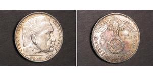 5 Reichsmark Третій рейх (1933-1945) Срібло Пауль фон Гінденбург