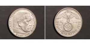 5 Reichsmark Третій рейх (1933-1945) Срібло Пауль фон Гінденбург