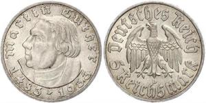 5 Reichsmark Третій рейх (1933-1945) Срібло Мартін Лютер