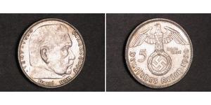 5 Reichsmark Третій рейх (1933-1945) Срібло Пауль фон Гінденбург