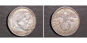 5 Reichsmark Третій рейх (1933-1945) Срібло Пауль фон Гінденбург