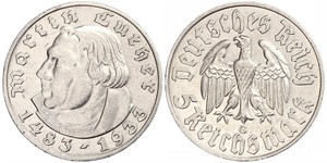 5 Reichsmark Третій рейх (1933-1945) Срібло Мартін Лютер