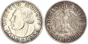 5 Reichsmark Третій рейх (1933-1945) Срібло Мартін Лютер
