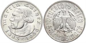 5 Reichsmark Третій рейх (1933-1945) Срібло Мартін Лютер