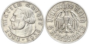 5 Reichsmark Третій рейх (1933-1945) Срібло Мартін Лютер