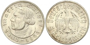 5 Reichsmark Третій рейх (1933-1945) Срібло Мартін Лютер