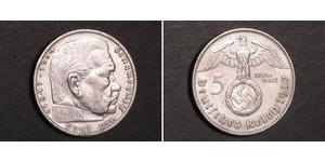5 Reichsmark Третій рейх (1933-1945) Срібло Пауль фон Гінденбург