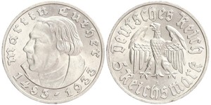 5 Reichsmark Третій рейх (1933-1945) Срібло Мартін Лютер
