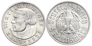 5 Reichsmark Третій рейх (1933-1945) Срібло Мартін Лютер