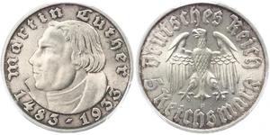5 Reichsmark Третій рейх (1933-1945) Срібло Мартін Лютер