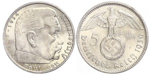 5 Reichsmark Третій рейх (1933-1945) Срібло Пауль фон Гінденбург