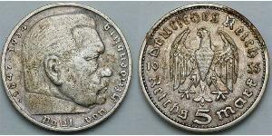 5 Reichsmark Третій рейх (1933-1945) Срібло Пауль фон Гінденбург