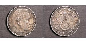 5 Reichsmark 納粹德國 (1933 - 1945) 銀 保罗·冯·兴登堡 (1847 - 1934)