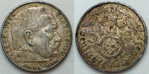 5 Reichsmark 納粹德國 (1933 - 1945) 銀 保罗·冯·兴登堡 (1847 - 1934)