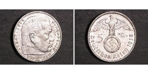 5 Reichsmark 納粹德國 (1933 - 1945) 銀 保罗·冯·兴登堡 (1847 - 1934)
