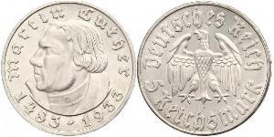 5 Reichsmark 納粹德國 (1933 - 1945) 銀 馬丁·路德