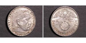 5 Reichsmark 納粹德國 (1933 - 1945) 銀 保罗·冯·兴登堡 (1847 - 1934)
