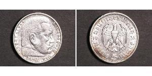 5 Reichsmark 納粹德國 (1933 - 1945) 銀 保罗·冯·兴登堡 (1847 - 1934)
