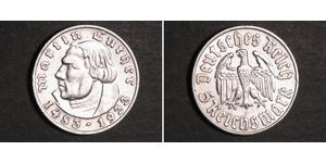 5 Reichsmark 納粹德國 (1933 - 1945) 銀 馬丁·路德
