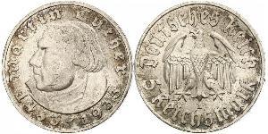 5 Reichsmark 納粹德國 (1933 - 1945) 銀 馬丁·路德