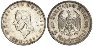 5 Reichsmark 納粹德國 (1933 - 1945) 銀 弗里德里希·席勒