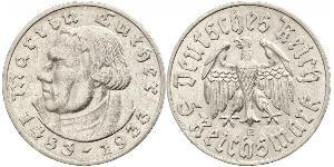 5 Reichsmark 納粹德國 (1933 - 1945) 銀 馬丁·路德