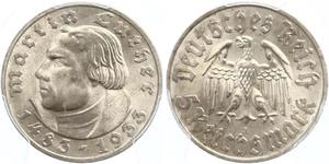 5 Reichsmark 納粹德國 (1933 - 1945) 銀 馬丁·路德