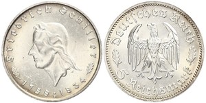 5 Reichsmark 納粹德國 (1933 - 1945) 銀 弗里德里希·席勒