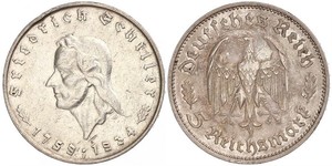 5 Reichsmark 納粹德國 (1933 - 1945) 銀 弗里德里希·席勒
