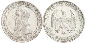 5 Reichsmark 魏瑪共和國 (1919 - 1933) 銀 Eberhard I, Count of Württemberg