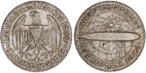 5 Reichsmark 魏瑪共和國 (1919 - 1933) 銀 